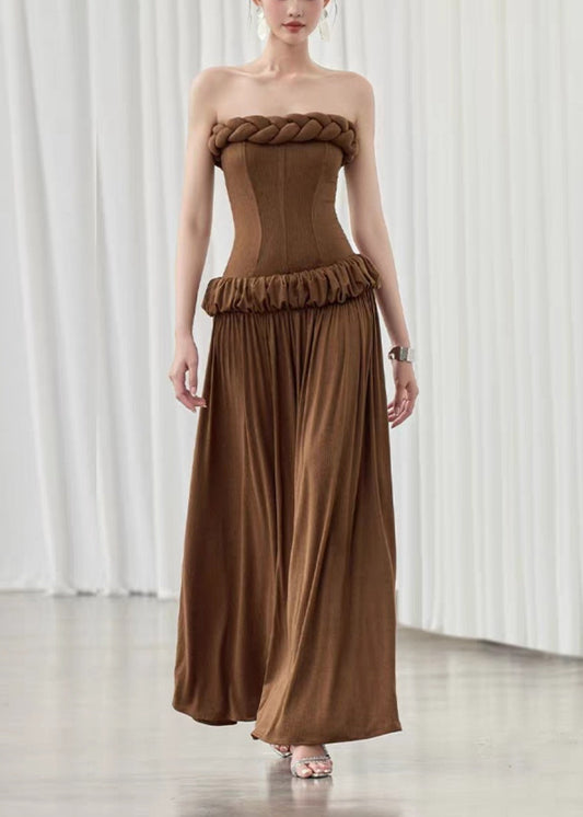 Faiga Strapless Twist Ruch Maxi Dress