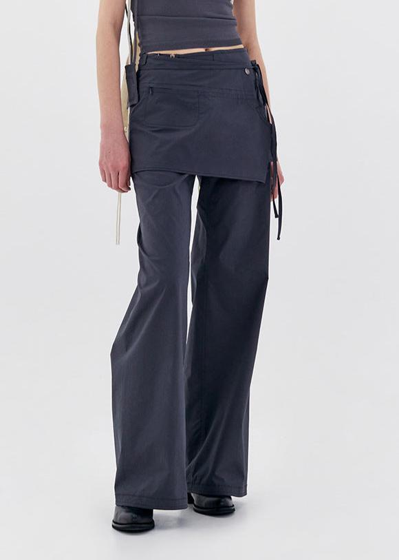 Amyas False Two Piece Fringe Pants In Black