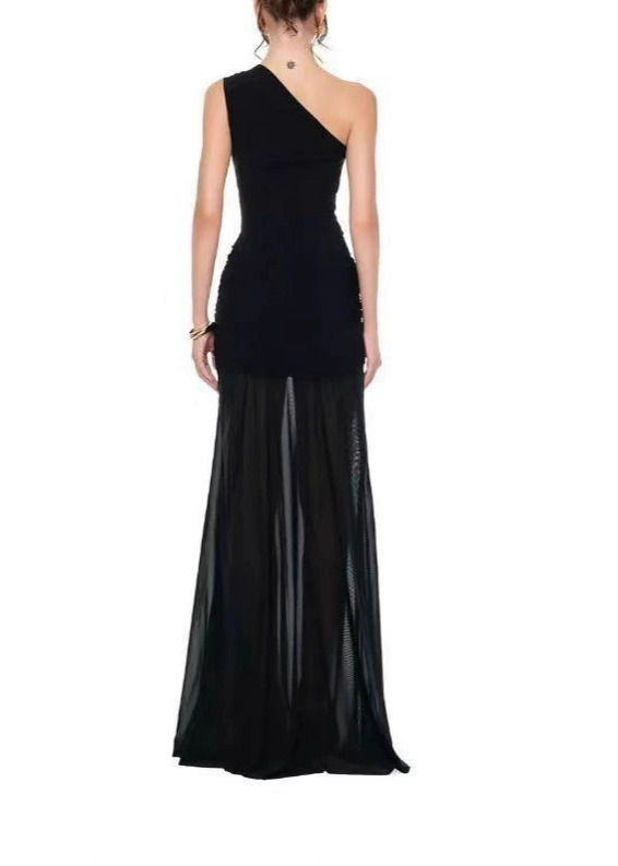 Deborah One Shoulder Cutout Asymmetric Maxi Dress