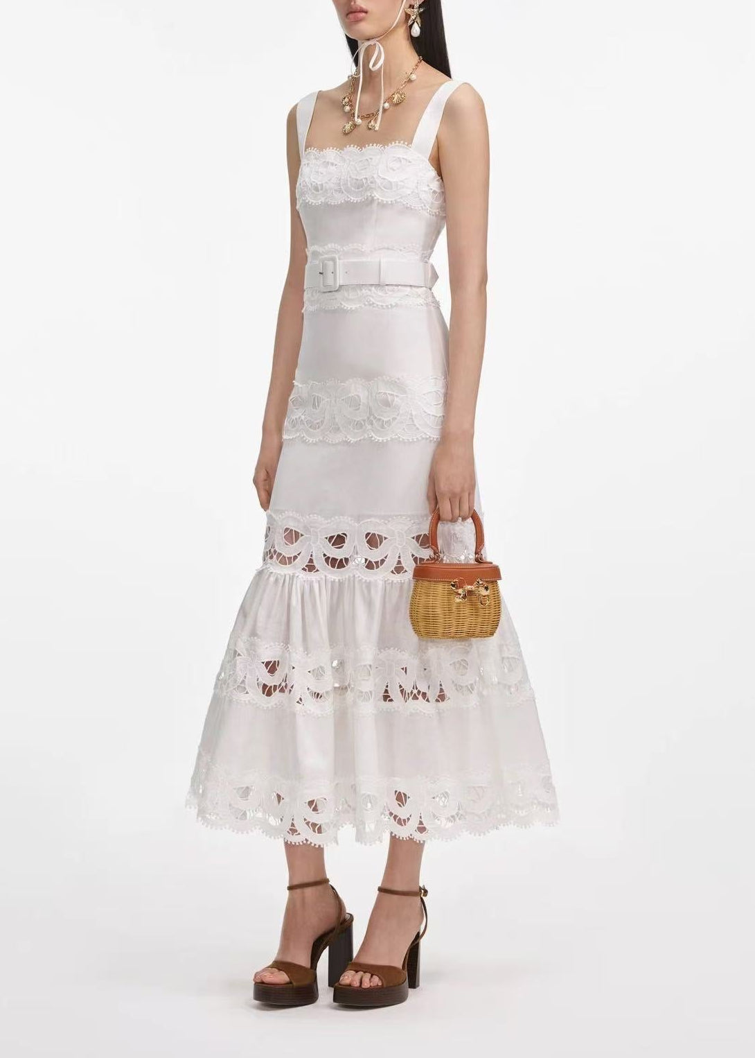 Filipina Tie Up Embroidered Maxi Dress