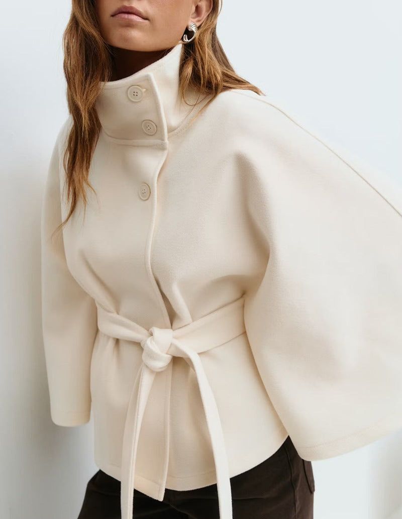 Deiniol Stand Collar Jacket In Beige