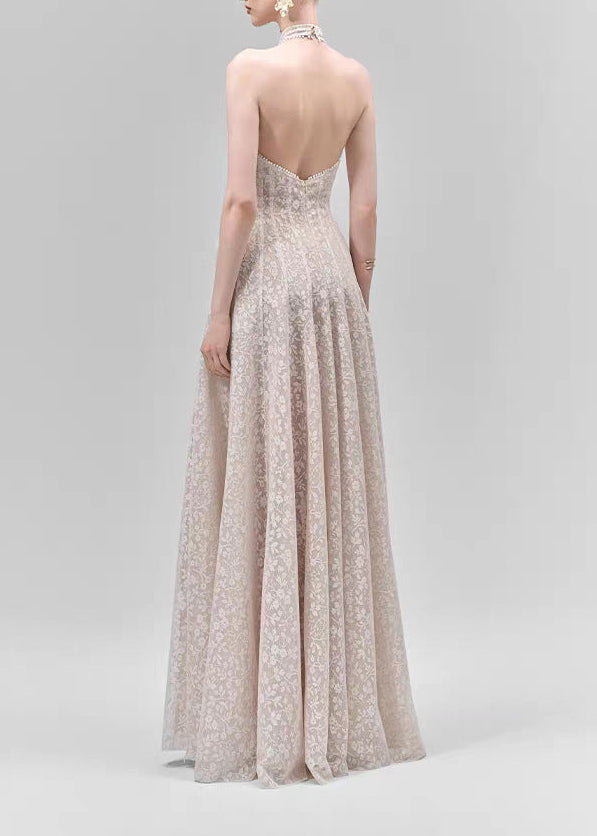 Felice Halter Neck Floral Lace Maxi Dress