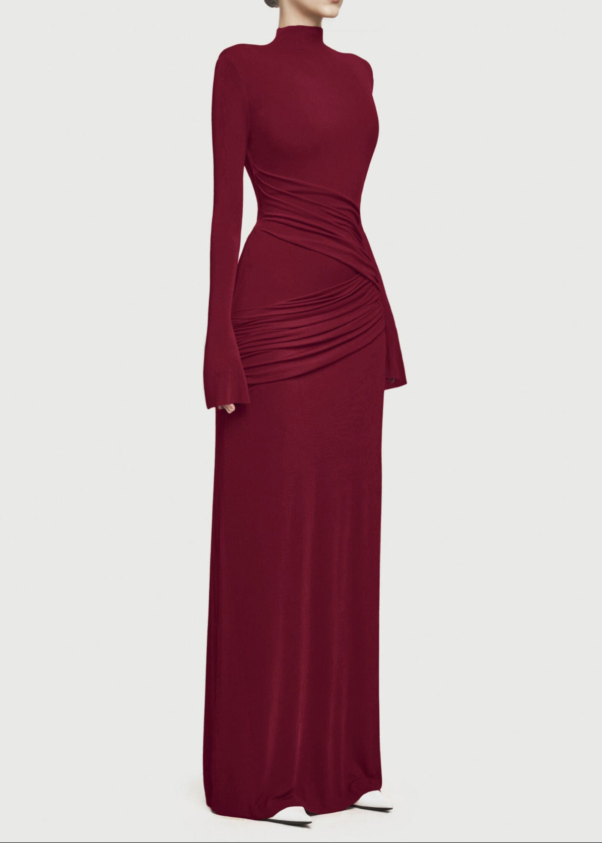Anusha Ruch Bodycon Long Sleeve Maxi Dress In Red