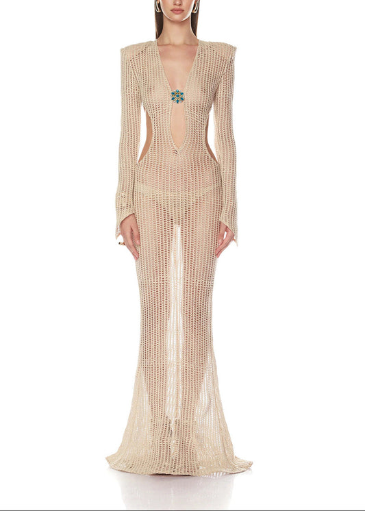 Diksha Cutout Crystal Knit Maxi Dress