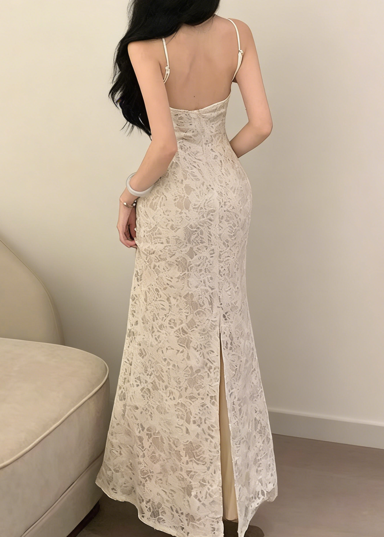 Emory Lace Backless Mermaid Maxi Dress