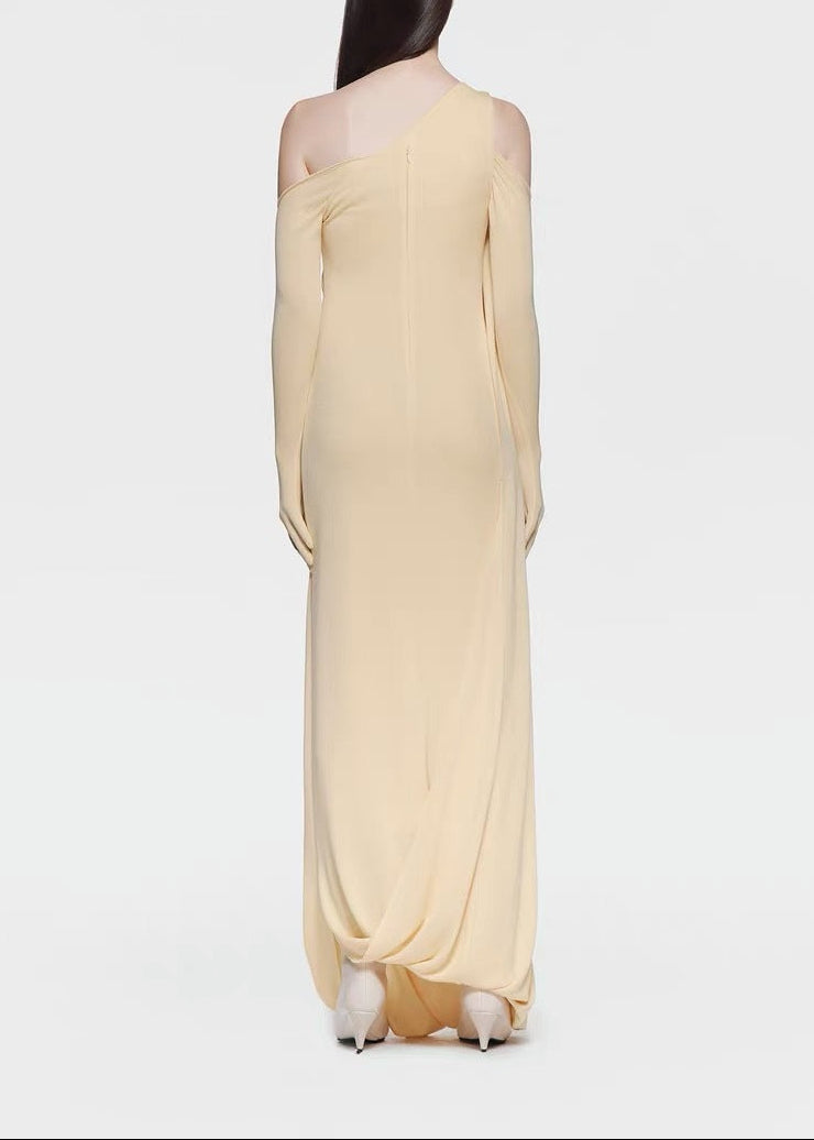 Colombo One Shoulder Ruch Maxi Dress