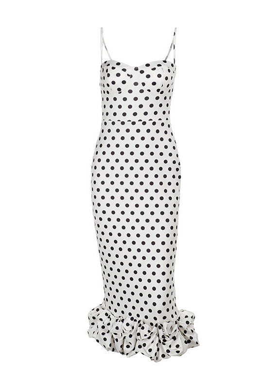 Cernunnos Dot Ruffle Bodycon Maxi Dress