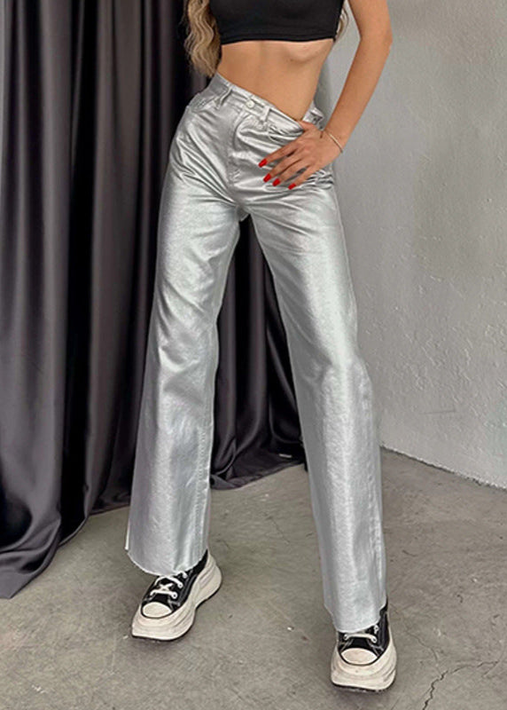 Omya Metallic Jeans In Silver
