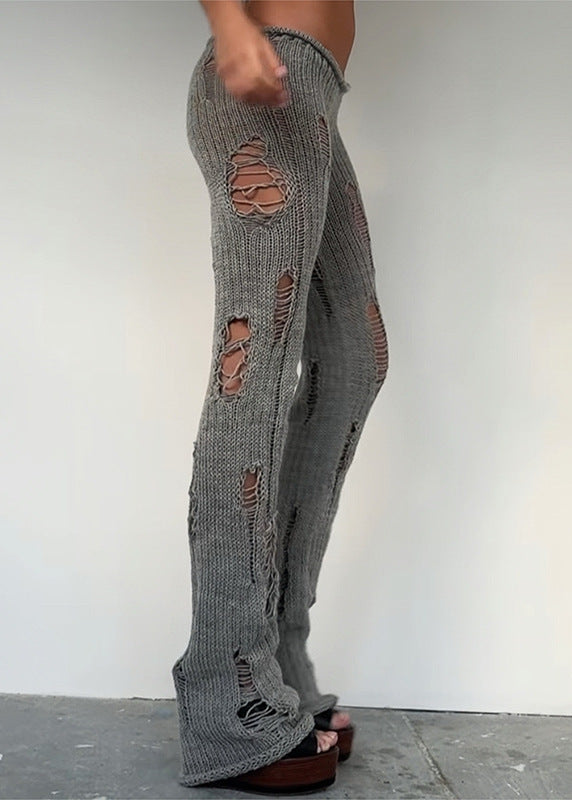 Egbert Ripped Knit Pants In Grey