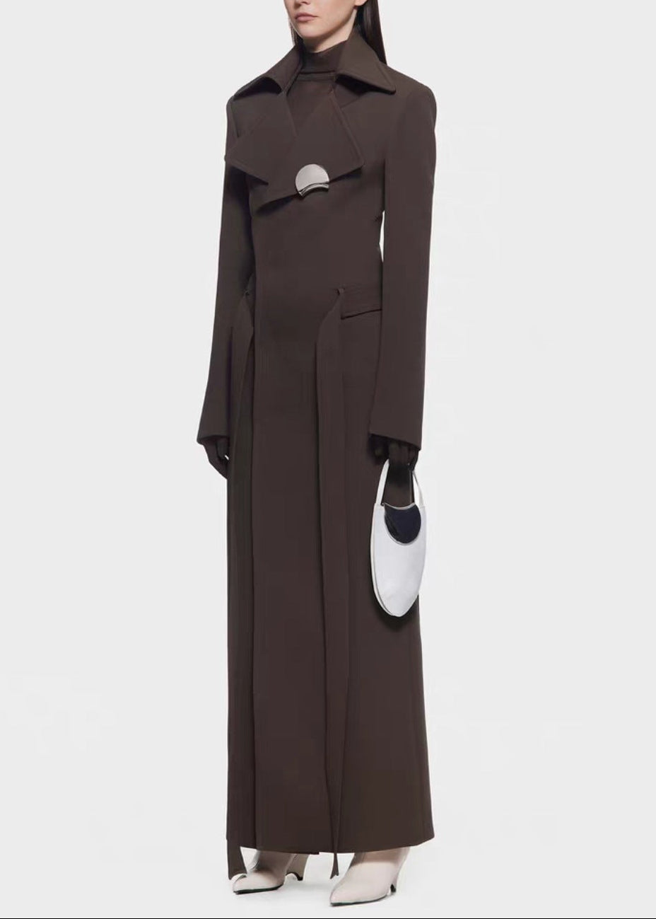 Dujam Deconstruct Lapel Coat In Brown