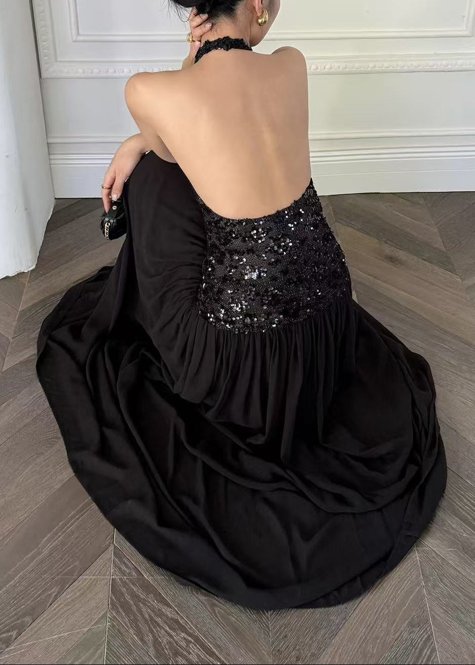 Ejder Tank Top Sequin Mesh Maxi Dress