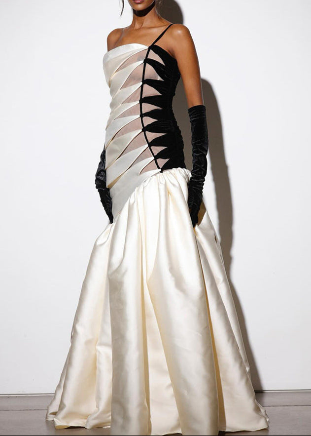 Bakarne Satin Braided Rope Maxi Dress