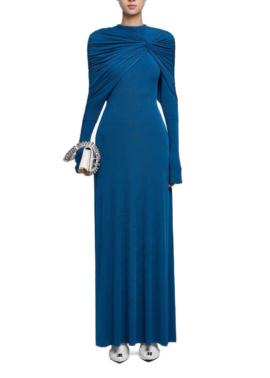 Drina Ruch Shawl Maxi Dress In Blue