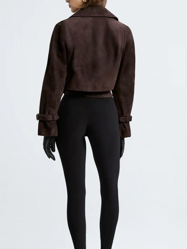 Egon Lapel Buckle Suede Jacket