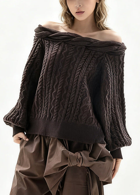 Eleazar Twist Knit Top In Brown