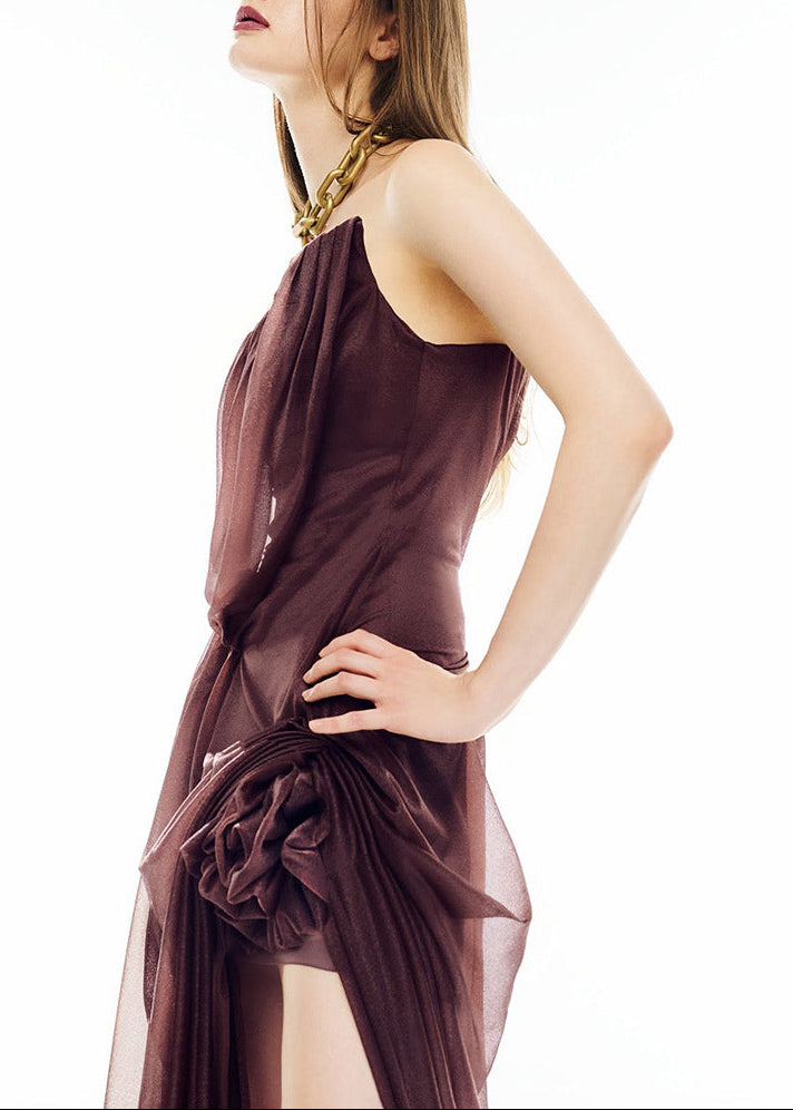 Fida Strapless Draped Flower Mini Dress