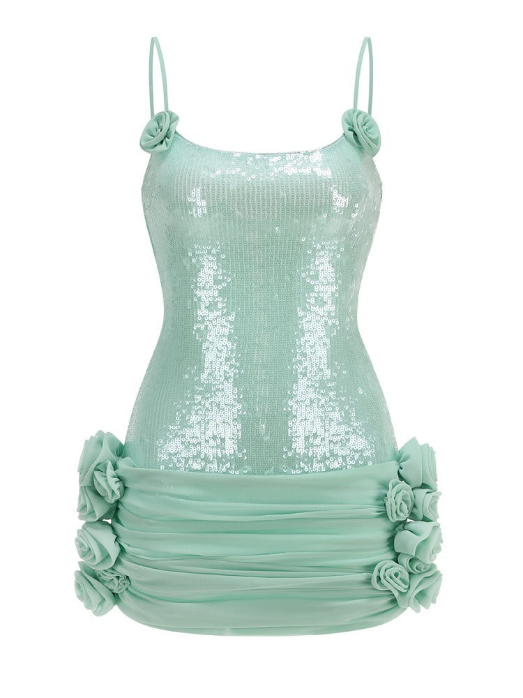 Bobbie Sequin Ruch Mini Dress