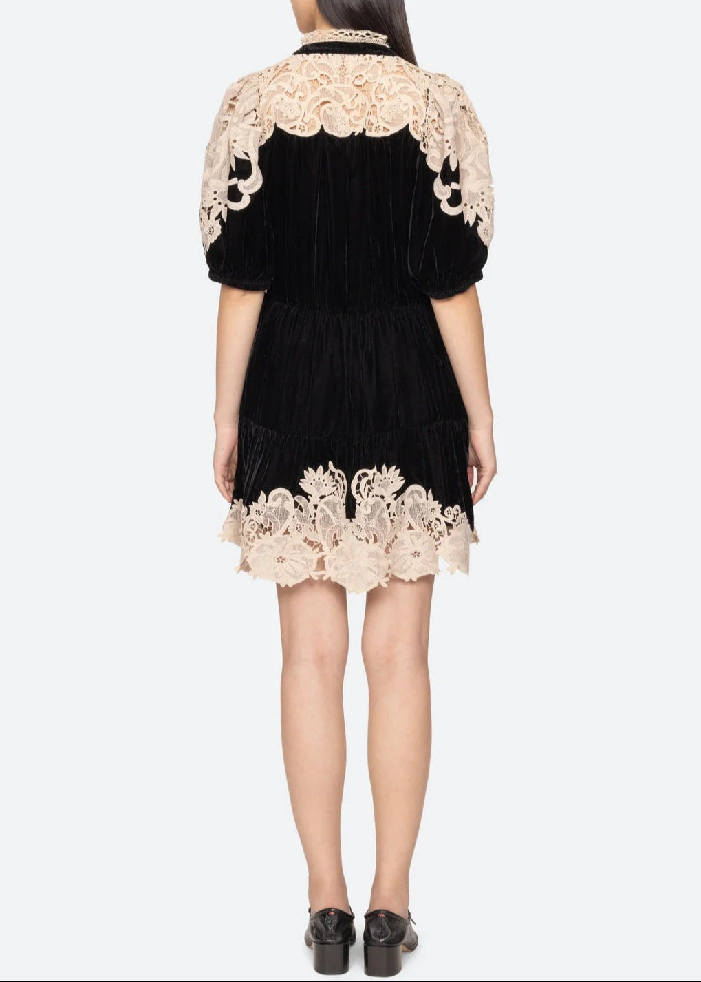 Emanuel Puff Sleeve Cochet Mini Dress