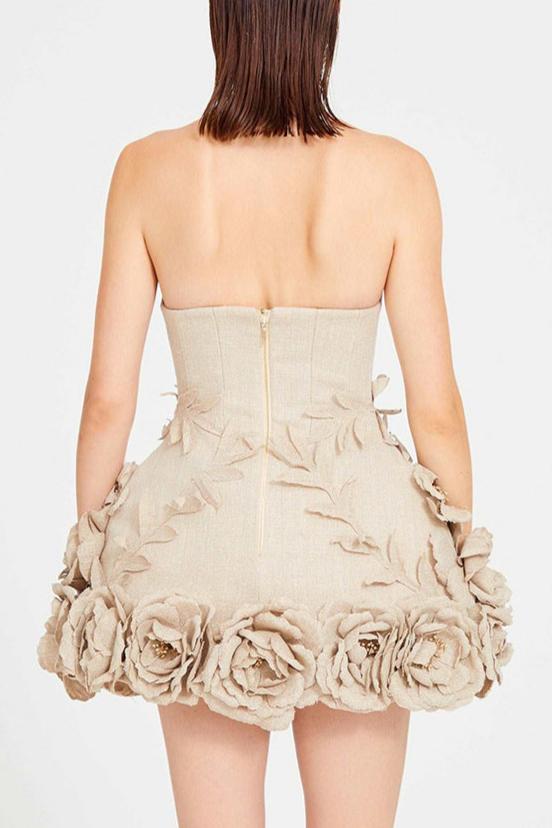 Snorri Corset Flower Off Shoulder Mini Dress