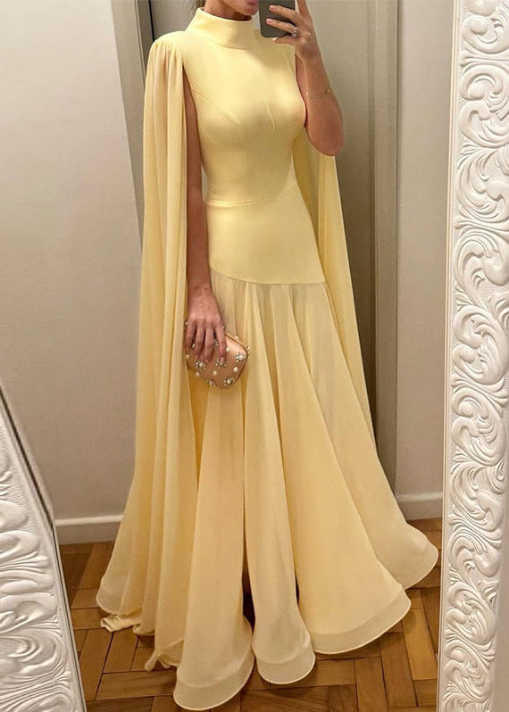 Emmanuel Cape Sleeve Silky Maxi Dress
