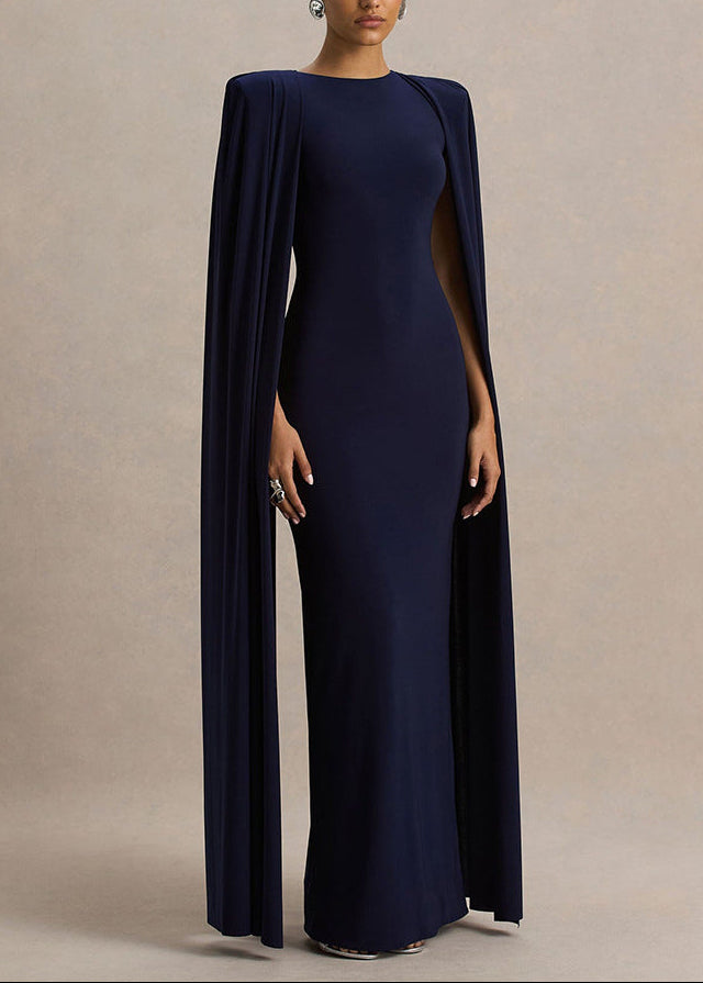 Diodoros Shawl Bodycon Maxi Dress In Blue