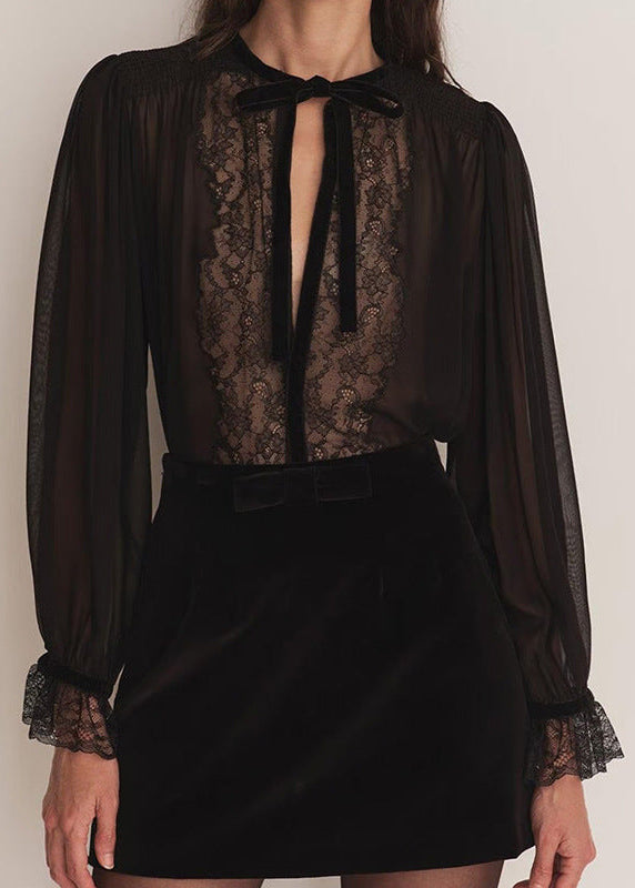 Elvire Balloon Sleeve Lace Skirt Set