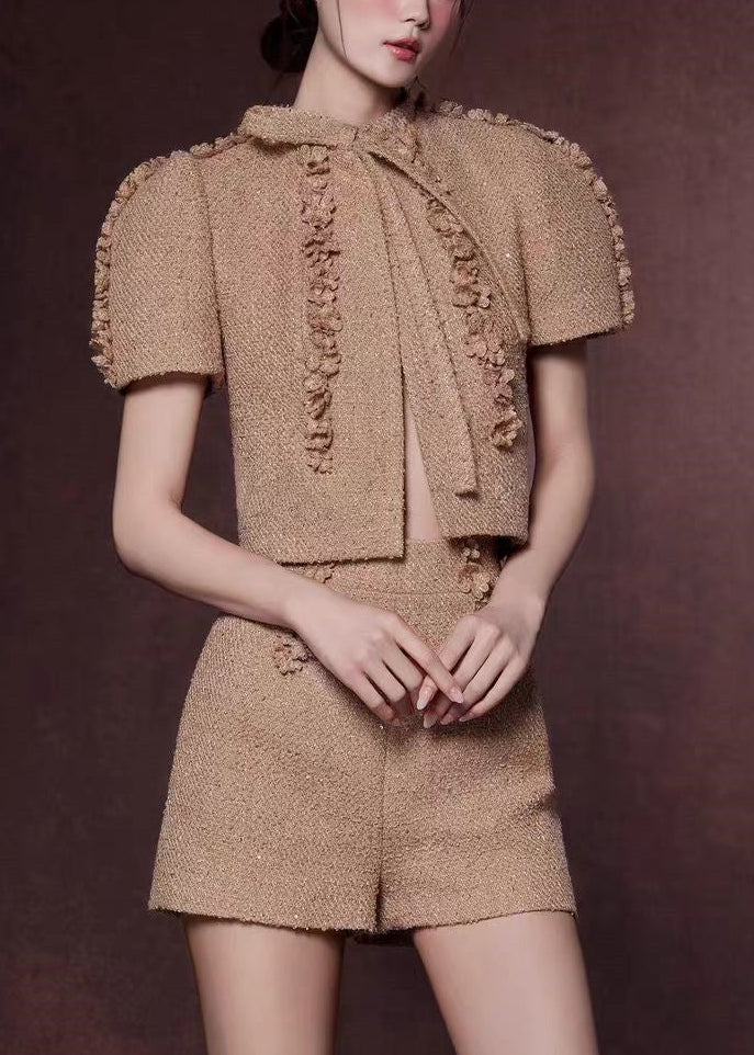 Dubthach Flower Tweed Three Piece Pants Set