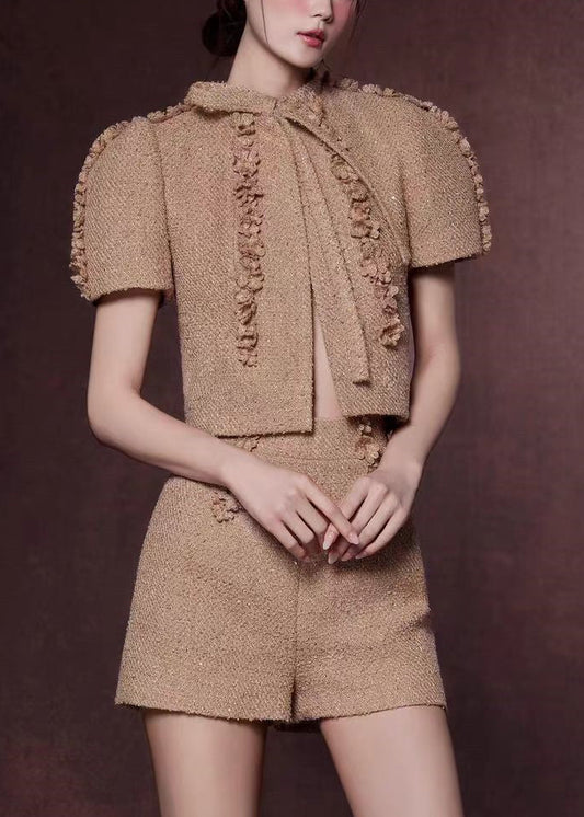 Dubthach Flower Tweed Three Piece Pants Set