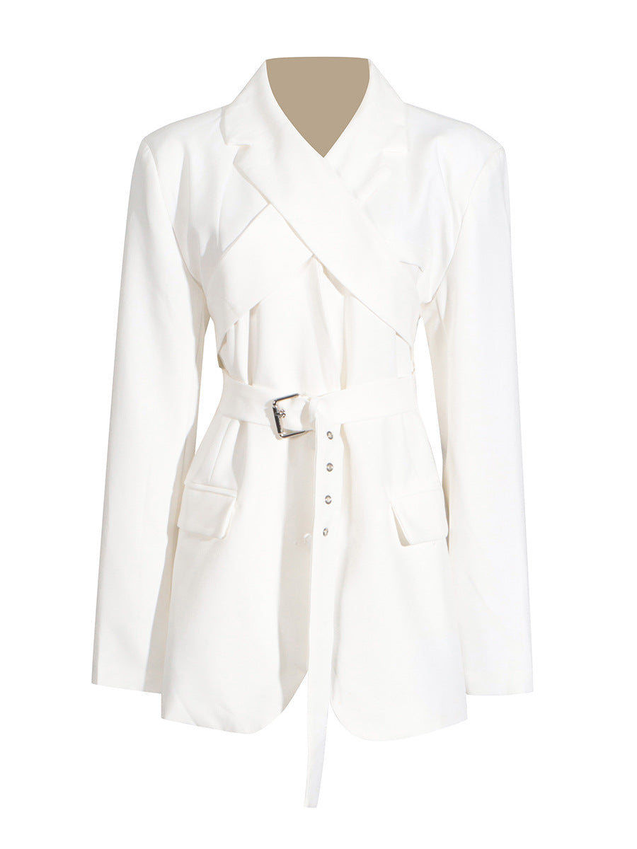 Jesiah Cross Buckle Lapel Blazer