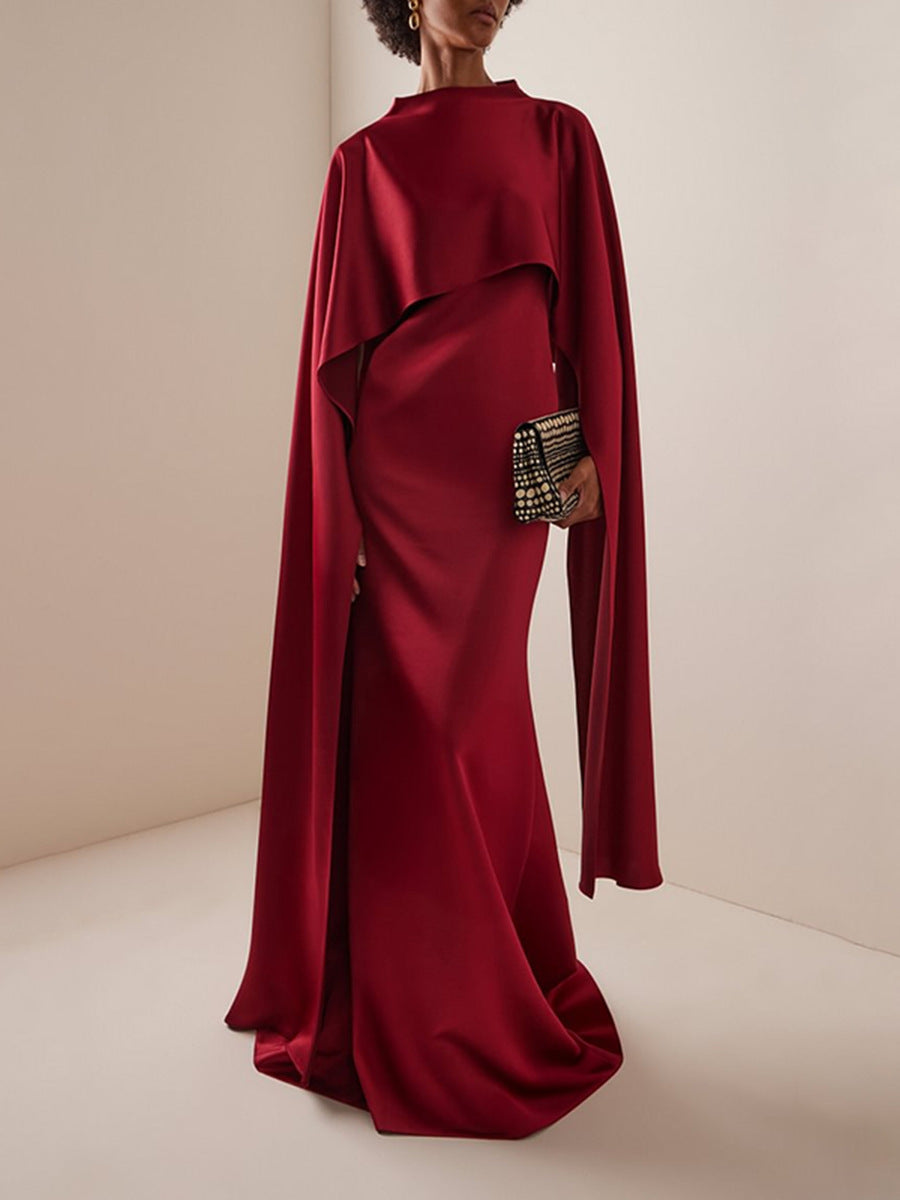 Caroline Shawl Ruch Maxi Dress