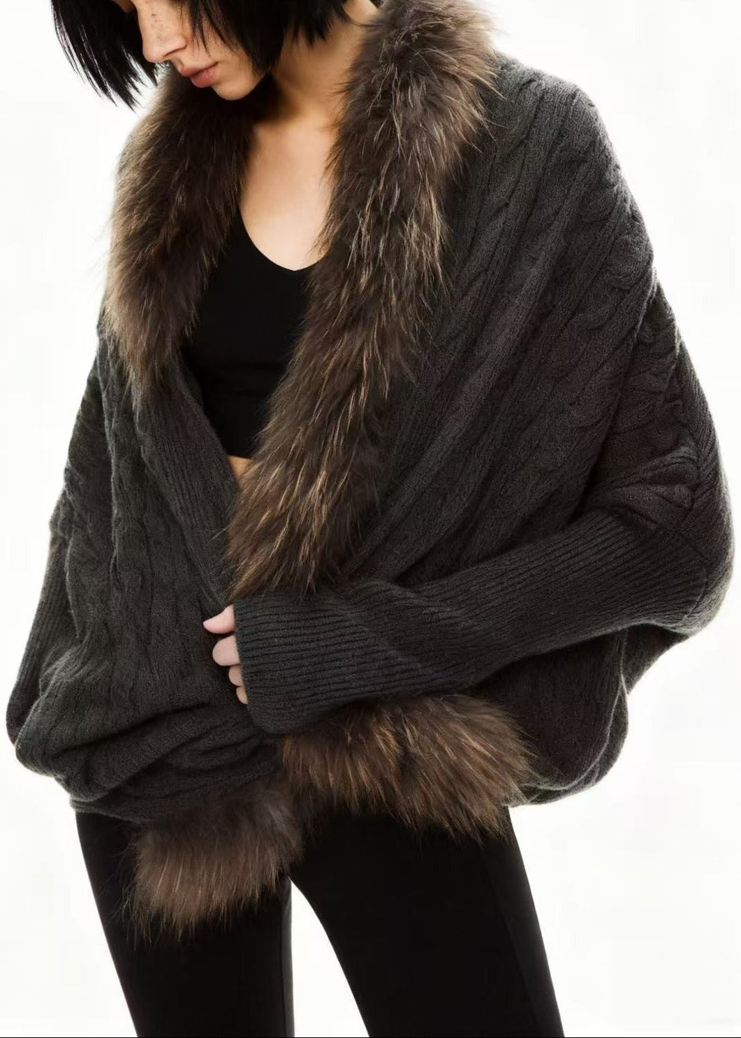 Deina Faux Fur Knit Jacket
