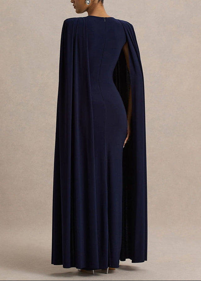 Diodoros Shawl Bodycon Maxi Dress In Blue