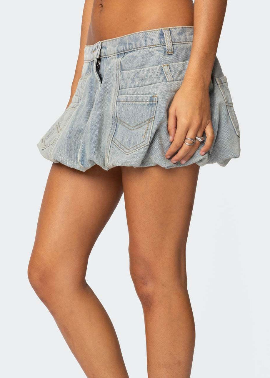 Elinor Denim Bubble Mini Skort