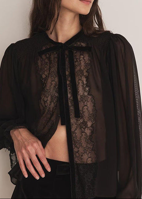 Elvire Balloon Sleeve Lace Skirt Set