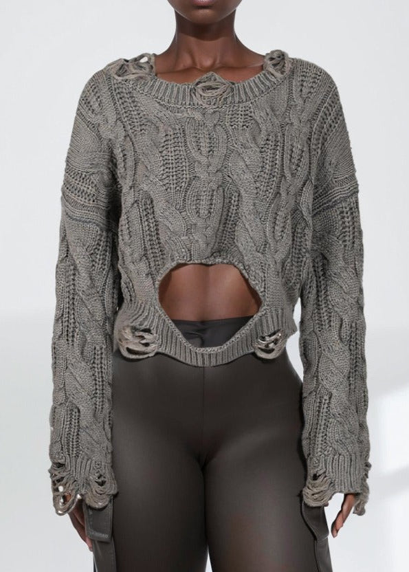 Alkasim Torn Asymmetric Knit Top