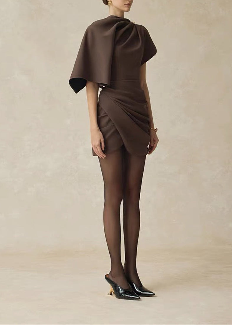 Crispin Shawl Ruch Mini Dress