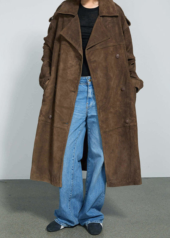 Anisa Lapel Lace Up Suede Coat