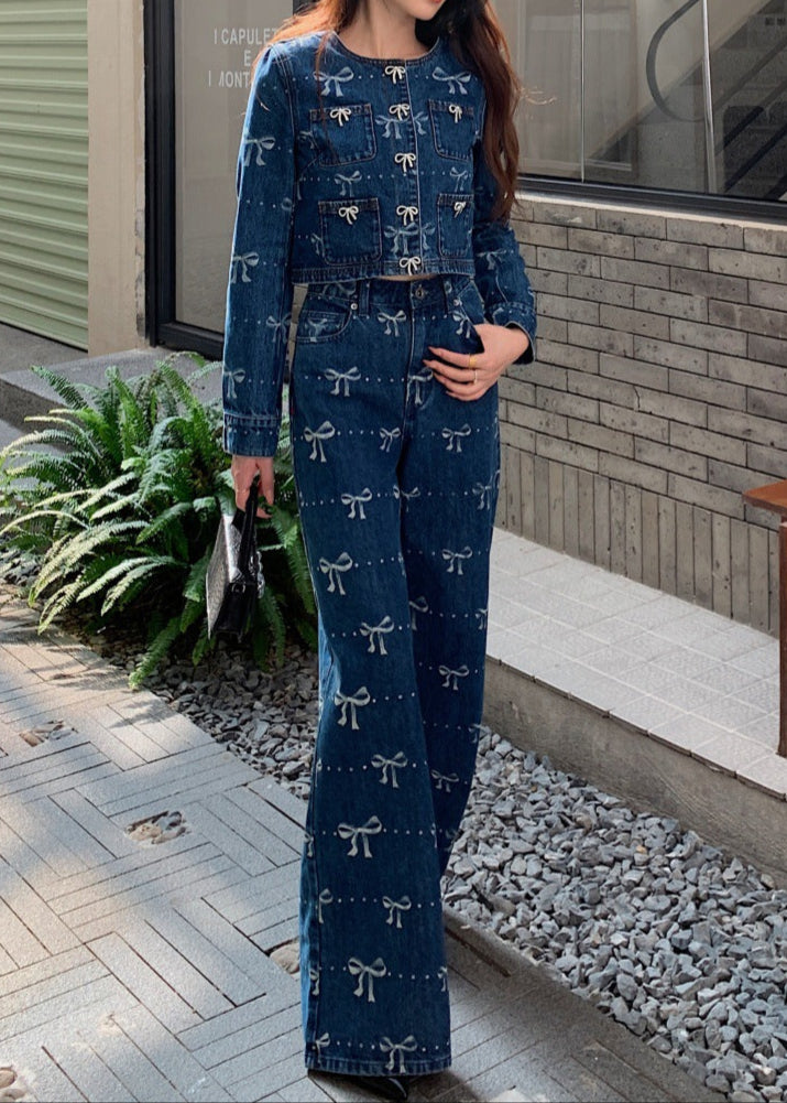 Greer Bow Pocket Denim Jacket