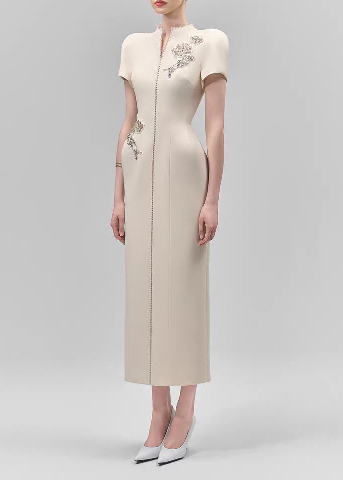 Dragoslav Embroidered Floral Qipao Maxi Dress