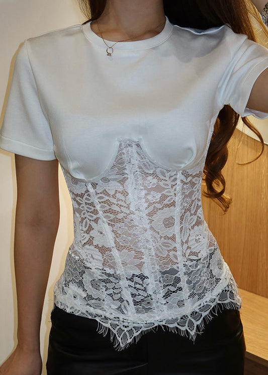 Dzintars Lace Deconstruct Lace Up Top