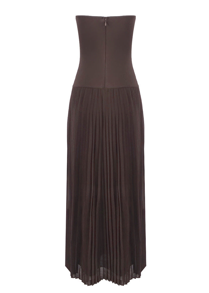 Diederick Strapless Bodycon Pleated Maxi Dress