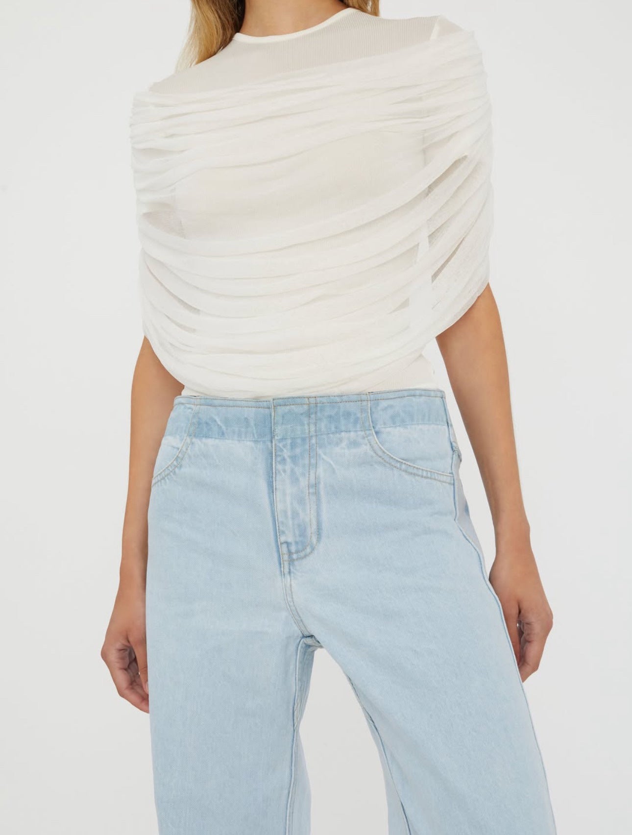 Bahija Mesh Ruch T Shirt In White