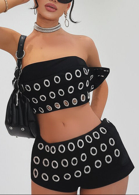 Efemena Eyelet Crop Pants Set