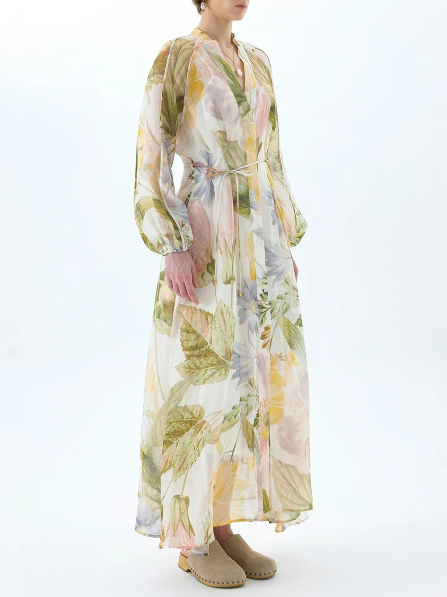 Fatmir Balloon Sleeve Floral Maxi Dress