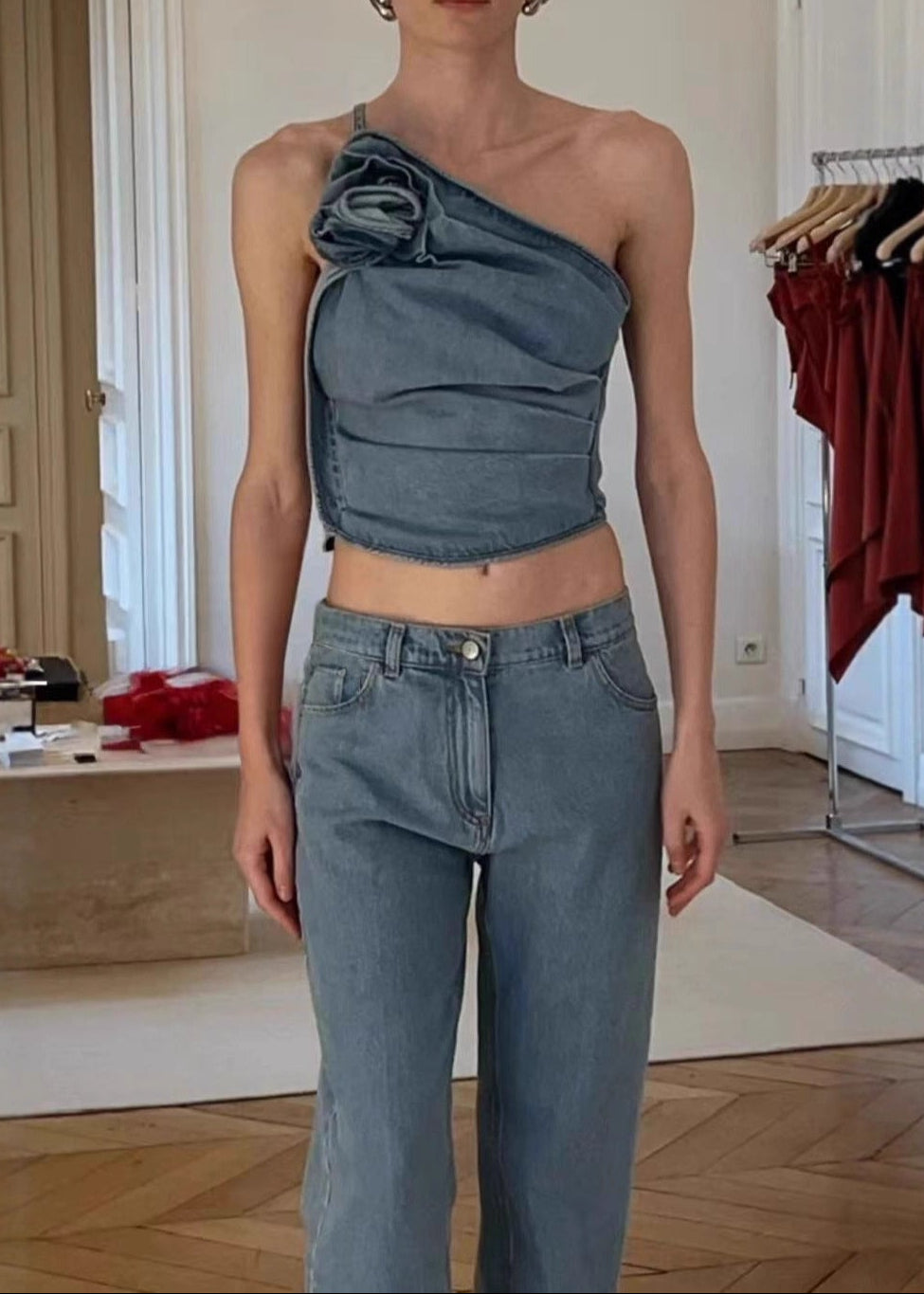 Caio One Shouder Flower Top