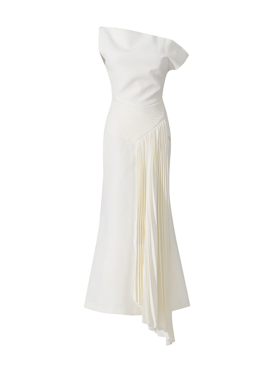 Dimitri One Shoulder Asymmetric Ruch Maxi Dress