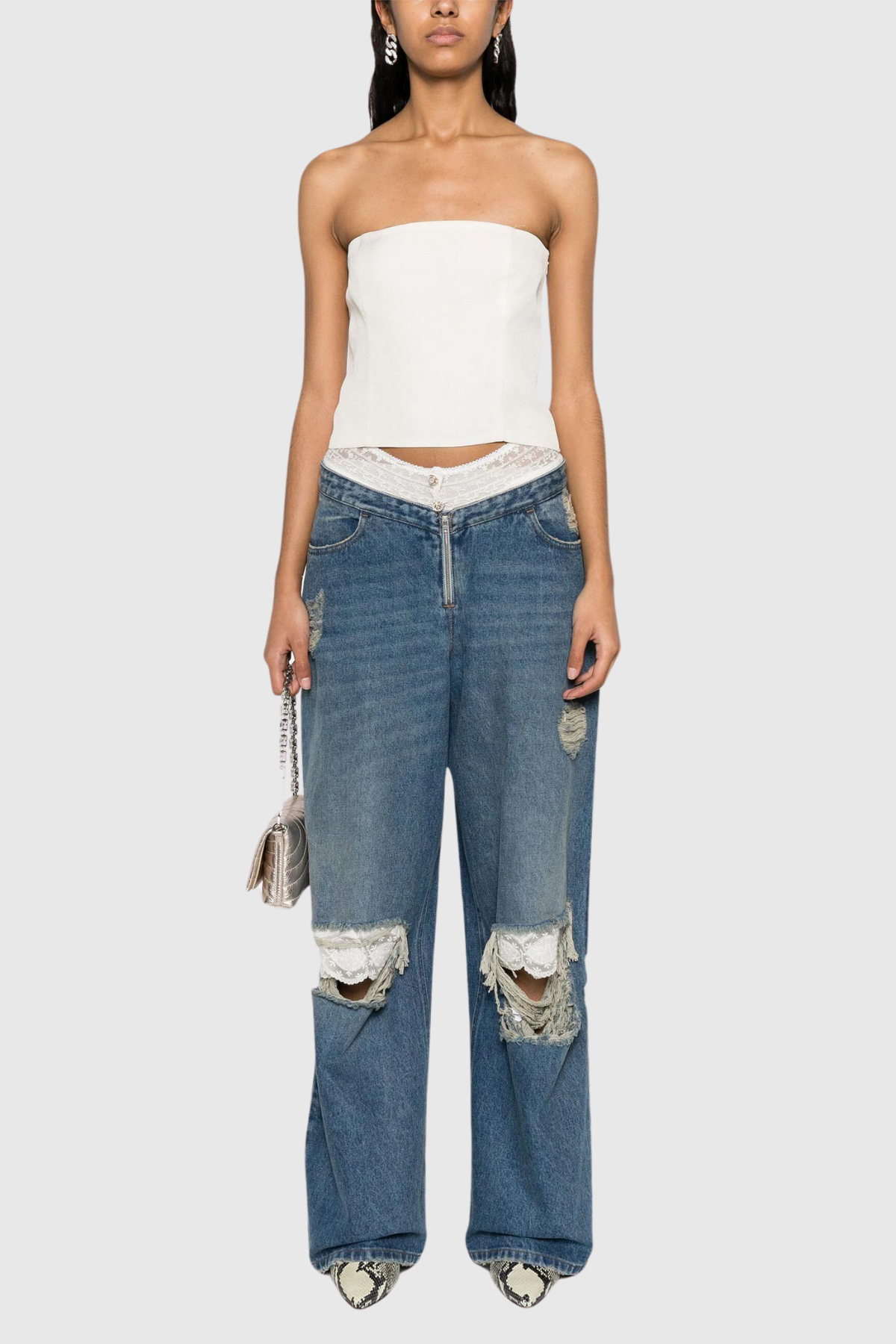 Tibor Lace Patchwork Torn Jeans