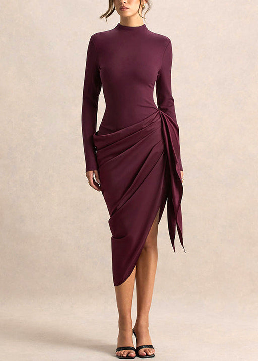 Doug Asymmetric Satin Midi Dress