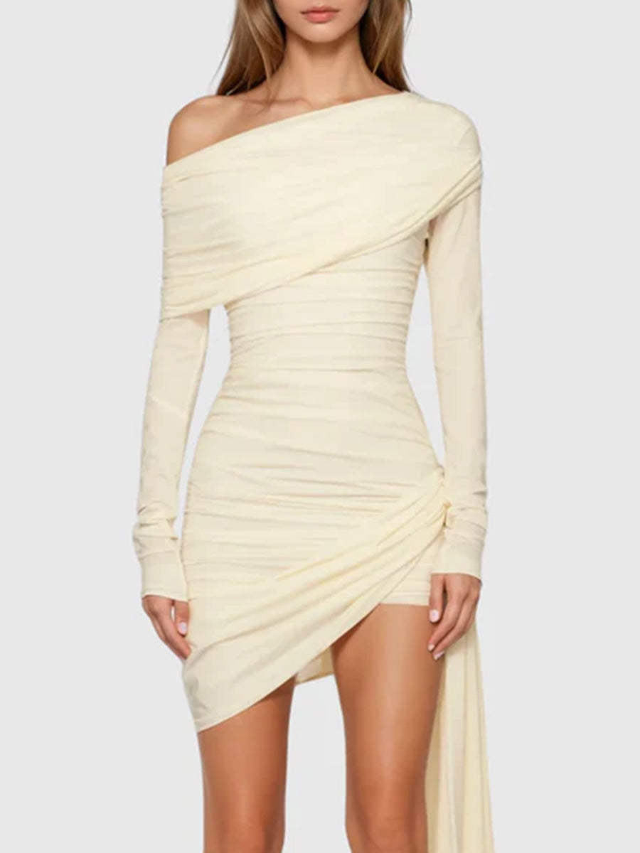 Binay One Shouder Asymmetric Fringe Mini Dress