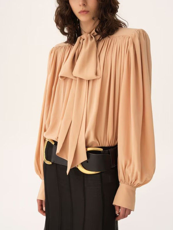 Faizel Balloon Sleeve Tie Up Ruch Top